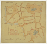 215068 Plattegrond van de terreinen tussen het Domplein, het Janskerkhof en de Neude te Utrecht, met aanwijzing van de ...